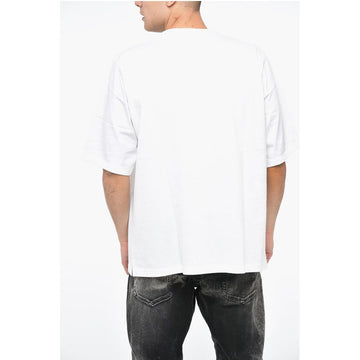 Dsquared² Crew Neck Cotton T-Shirt with Rubberised Logo and Maxipocket