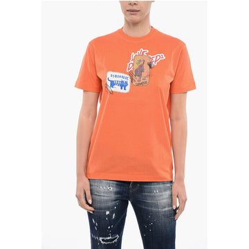 Dsquared² Crew Neck Cotton T-Shirt with Patches