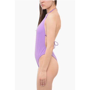 The Attico Solid Color Halterneck One-Piece Swimsuit
