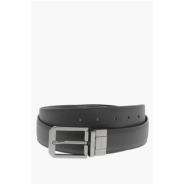 Ermenegildo Zegna Leather and Textured Leather Reversible Belt