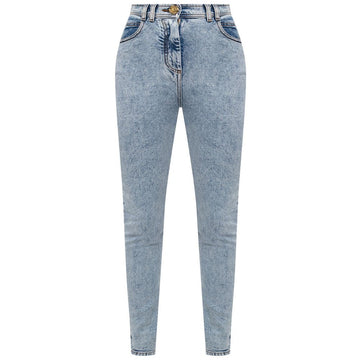 Balmain Blue Cotton Women's High-Waisted Jean