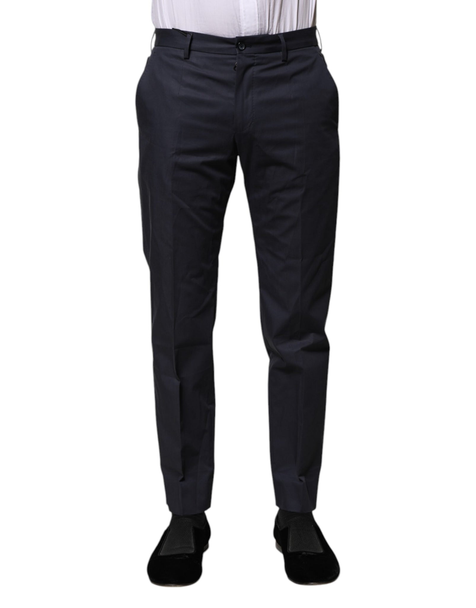 Dolce & Gabbana Dark Blue Cotton Formal Pants