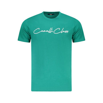 Cavalli Class Green Cotton Men T-Shirt
