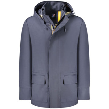 K-WAY Blue Wool Men Trench Coat