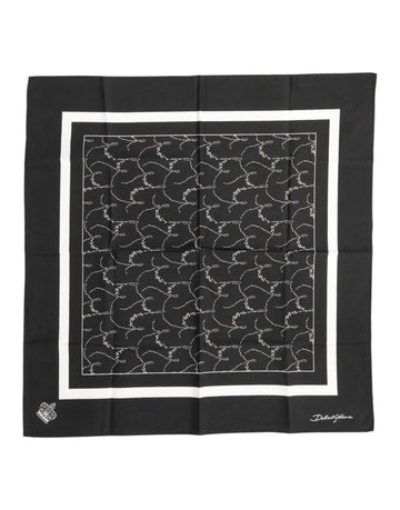Dolce & Gabbana Black White Printed Square Foulard Scarf