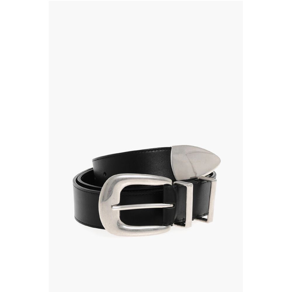 Celine Leather Belt with Brass Buckle 35mm