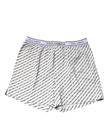 Dolce & Gabbana White Black Patterned Regular Boxer Underwear
