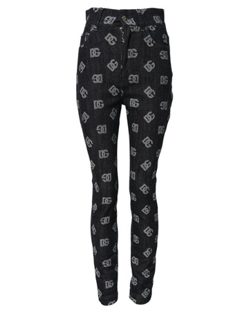 Dolce & Gabbana Black DG Logo High Waist Skinny Denim Jeans