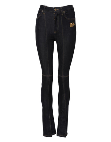 Dolce & Gabbana Blue Cotton High Waist Skinny Denim Jeans