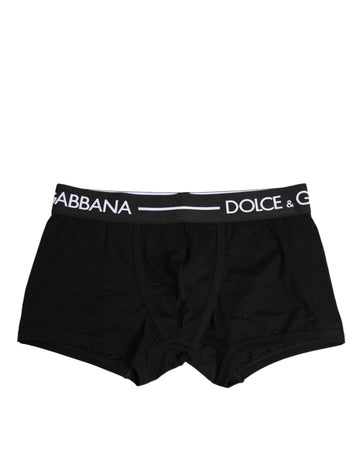 Dolce & Gabbana Black Cotton Stretch Regular Boxer Underwear