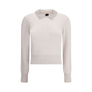PINKO Rhinestone-decorated collar Sweater