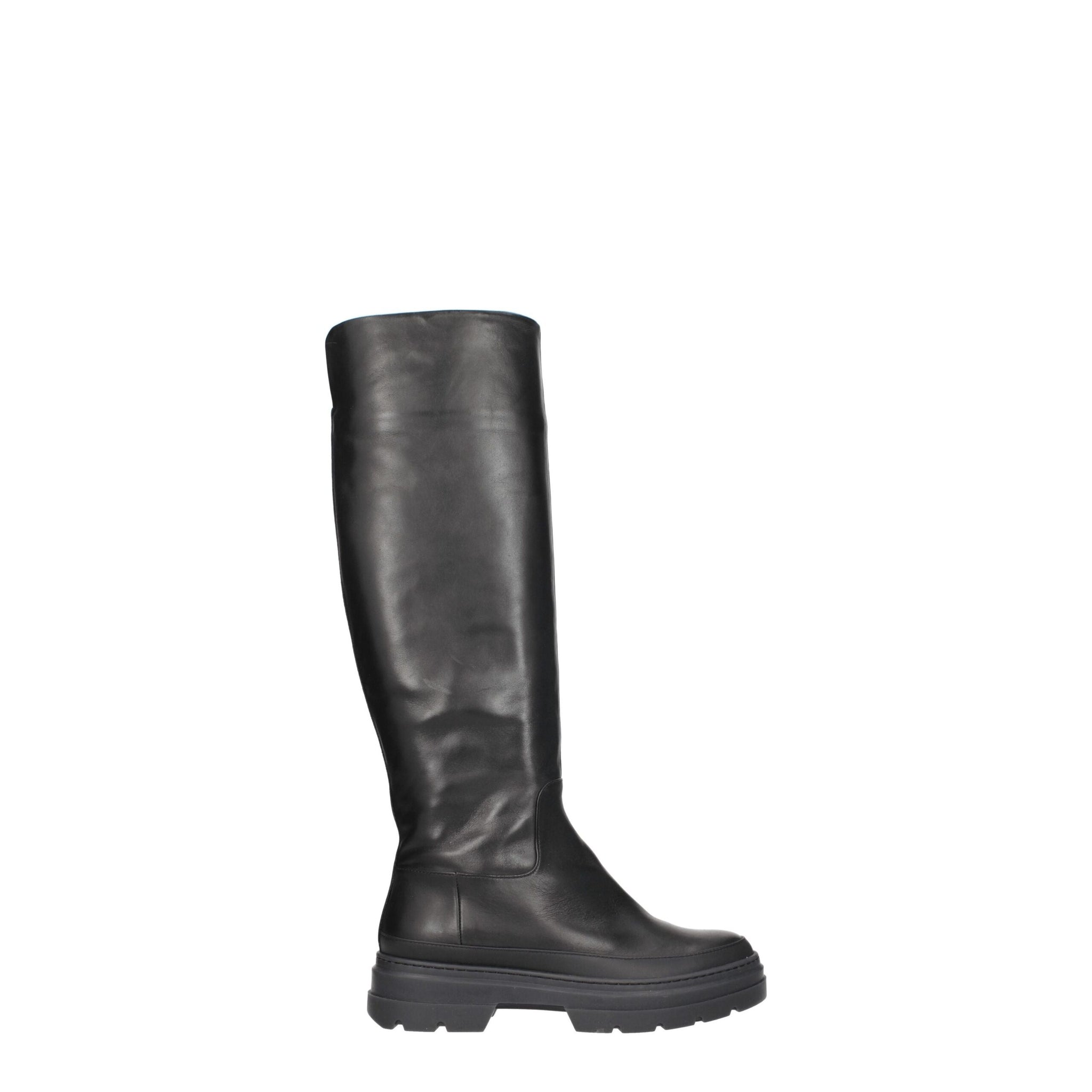 Max Mara Black Leather Over The Knee