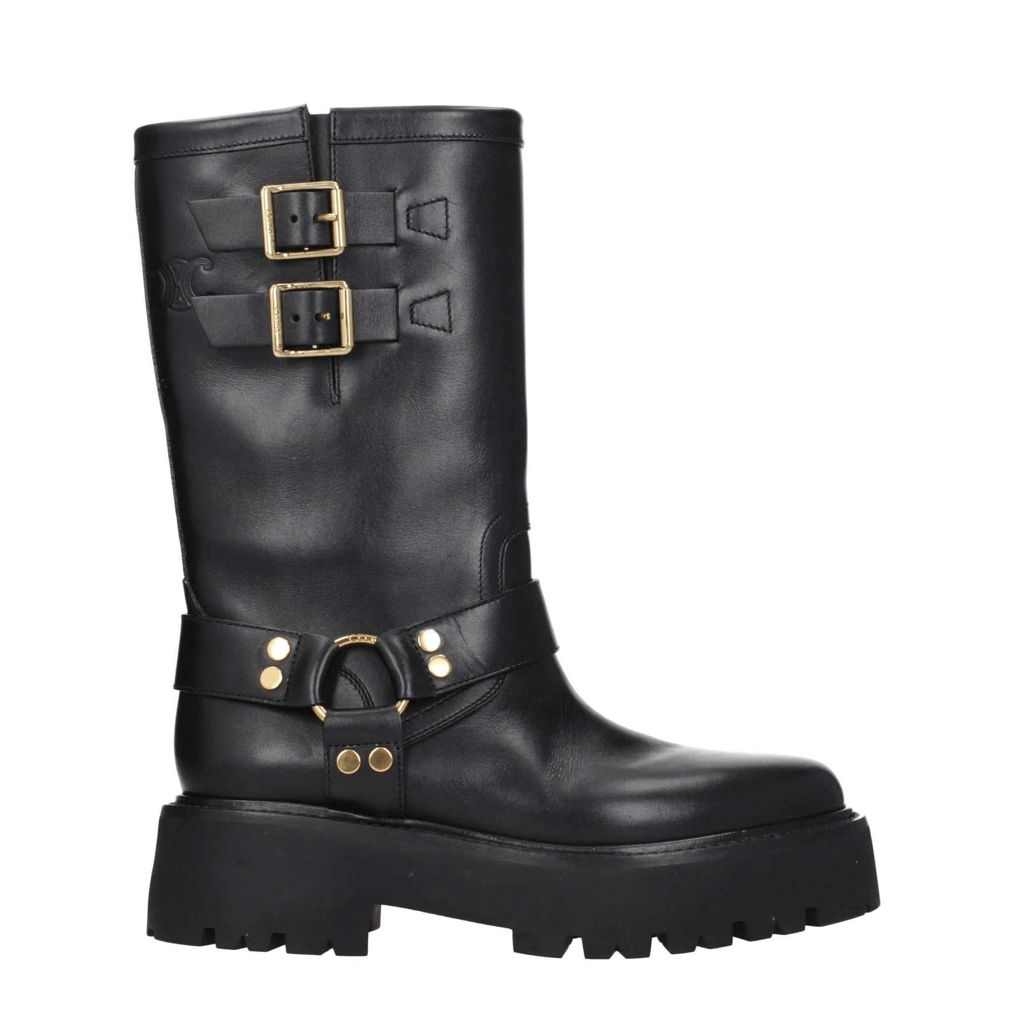 Celine Gold Leather Ankle Boots
