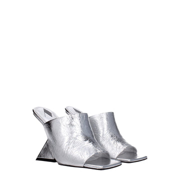 The Attico Gray Leather Platforms