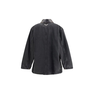 Prada Denim Jacket with leather collar