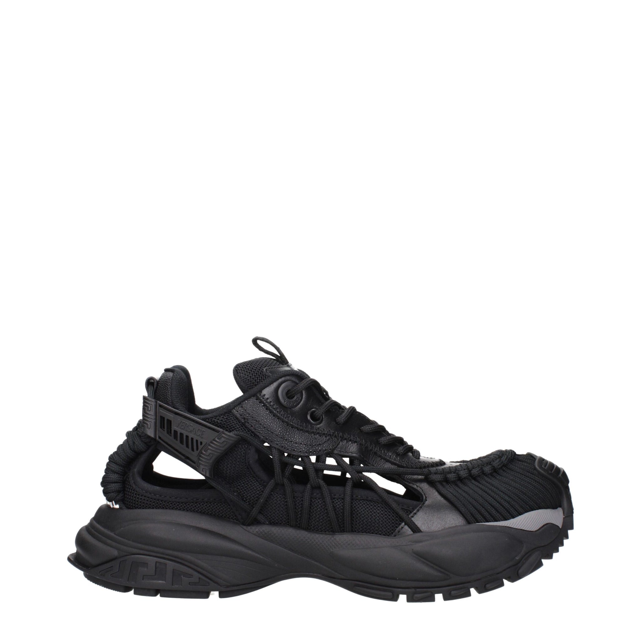 Versace Black Leather Athletic Sneakers
