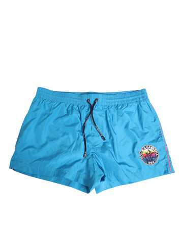 Dolce & Gabbana Blue Polyester Beachwear Men Shorts Swimwear