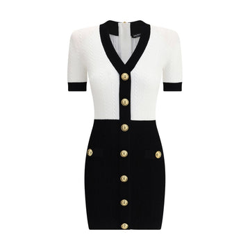 Balmain Braided pattern midi Dress