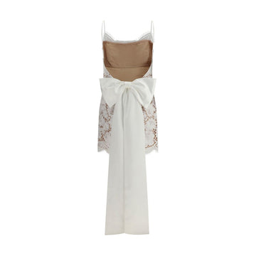 Self-Portrait Short satin Dress with lace bow