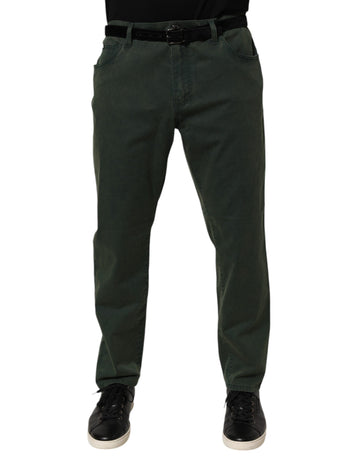 Dolce & Gabbana Dark Green Cotton Stretch Loose Denim Jeans