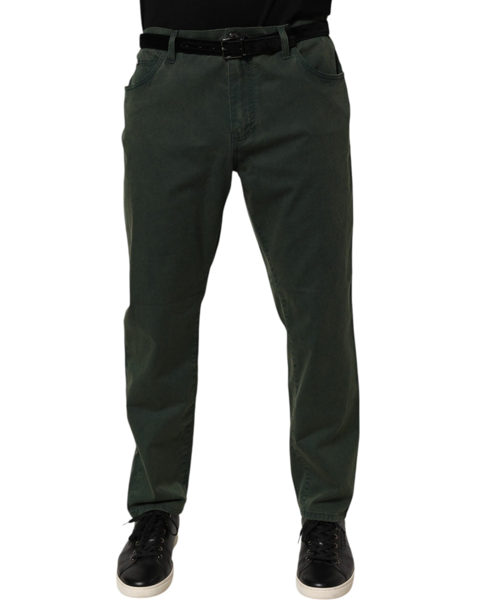Dolce & Gabbana Dark Green Cotton Stretch Loose Denim Jeans