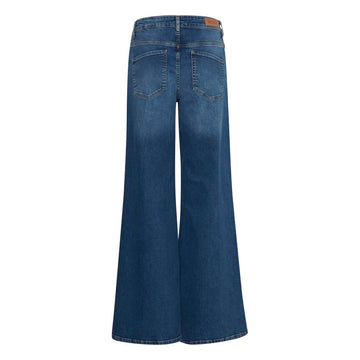 ICHI Blue Cotton Bootcut Jean